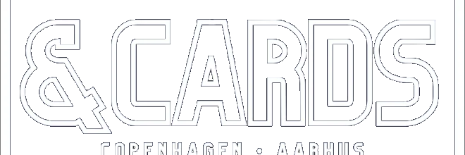 &Cards’ logo med teksten Copenhagen og Aarhus på mørk baggrund.
