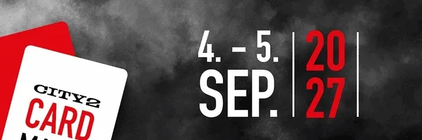 CardMania i City2: eventbanner med datoerne 4.–5. september 2027.