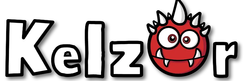 Kelz0rs logo med en rød fantasifigur i navnet.