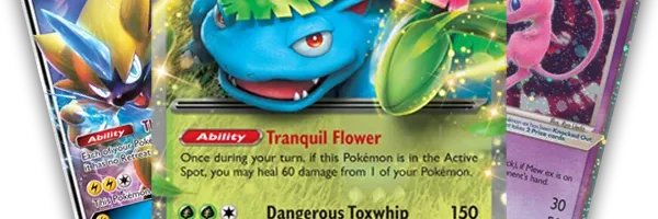 Illustration med tre Pokémon-kort, herunder Venusaur ex, fra Matraws’ hjemmeside.