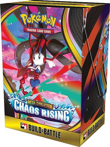 Pokemon Mega Evolution: Chaos Rising - Build & Battle Kit (Prerelease Box) - Promokort, 4 Boosters og mere